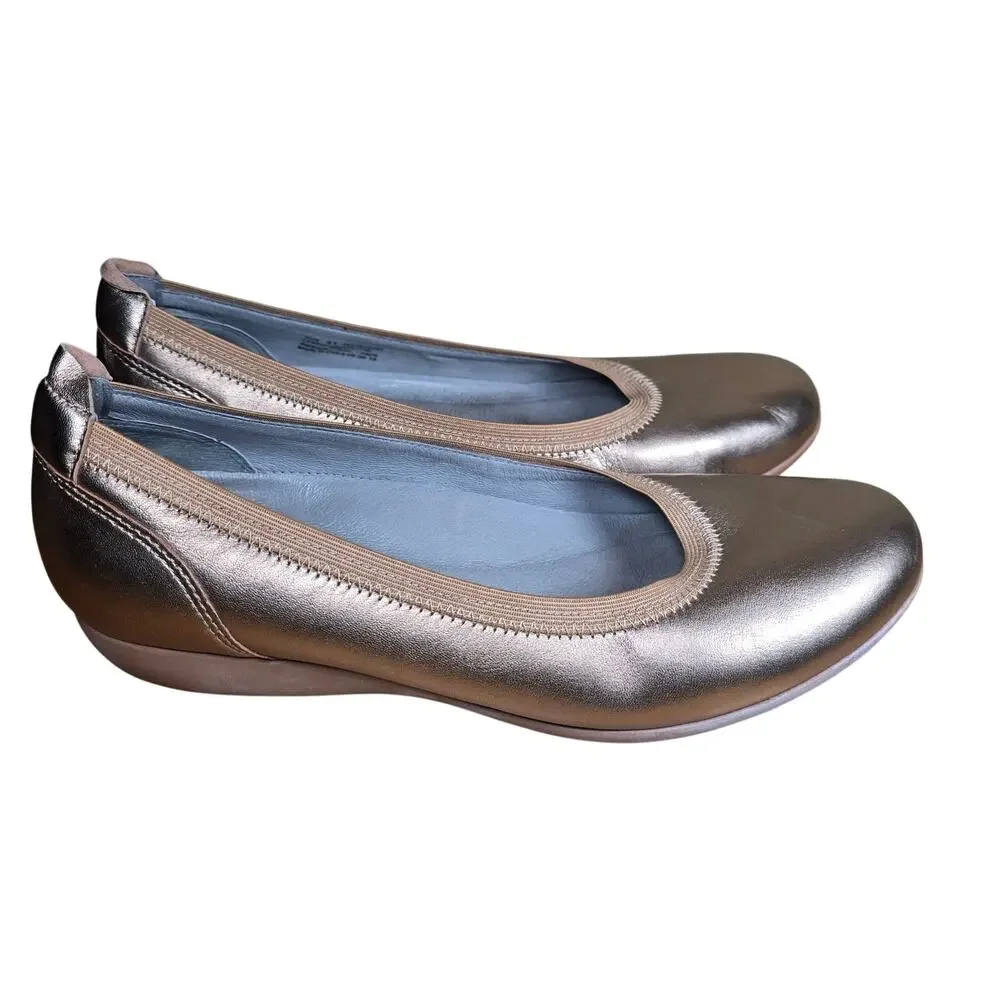 Dansko Gold Metallic Finish Flats Slip Ons Cushioned Insole EU 41 US 9.5-10